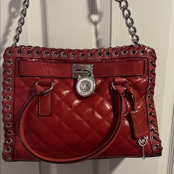 Michael Kors Cherry Red Quilted Shoulder Bag - Picture 1 of 8